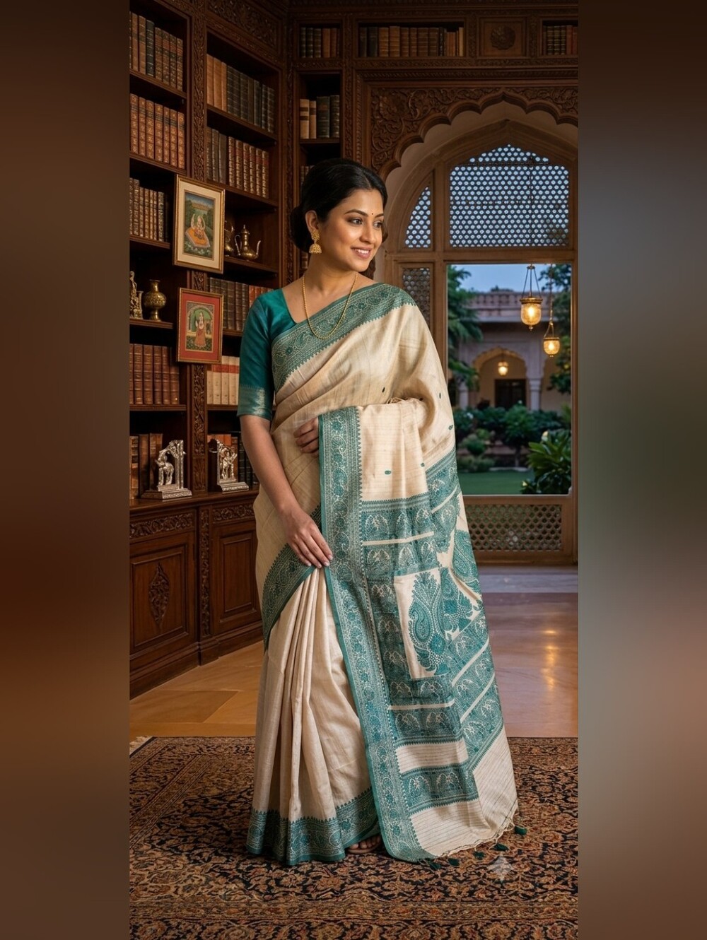 Women Pure Tussar Silk Revival Baluchari Saree Handloom Designer Festive